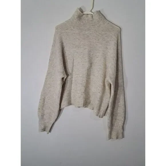 Womens medium sweater alpaca mockneck Samsoe Samsoe oatmeal slouchy boho beige - Picture 3 of 9